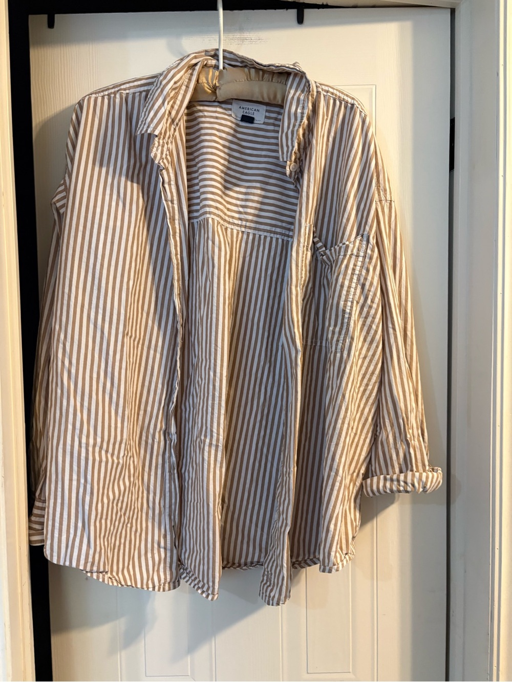 American Eagle Outfitters Beige and White Striped Blouse